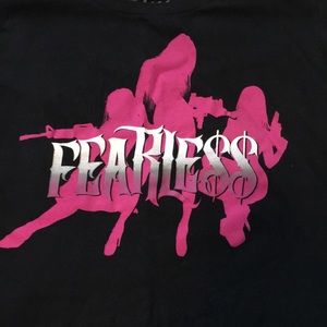 Fearless girls with guns black pink tee medium